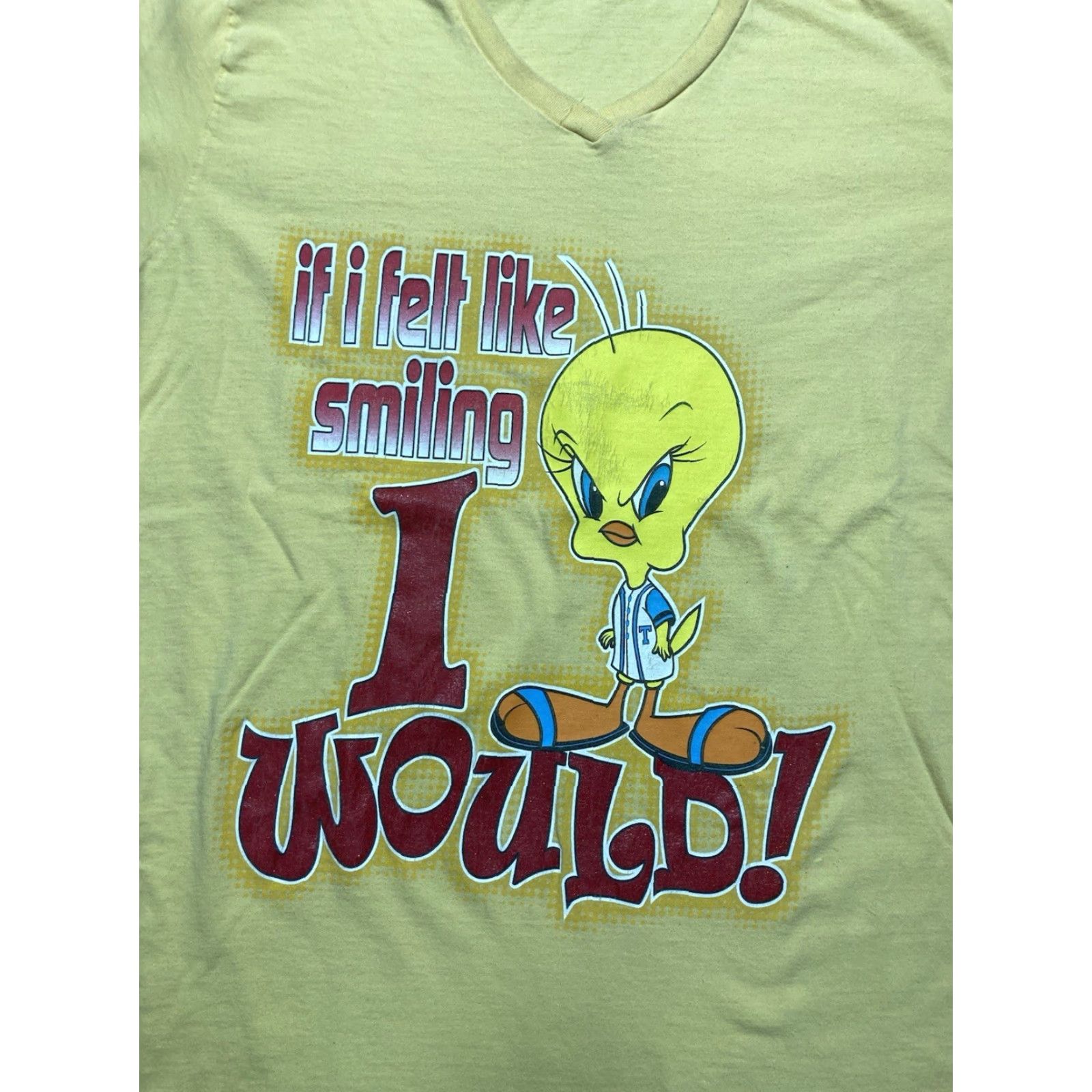 Vintage VINTAGE Tweety Bird Looney Tunes T-Shirt if I Felt Like Smiling V-Neck XXL Women Yellow T-Shirt Bird Tweety Womens XX L Size XXL / US 16-18 / IT 52-54 - 2 Thumbnail