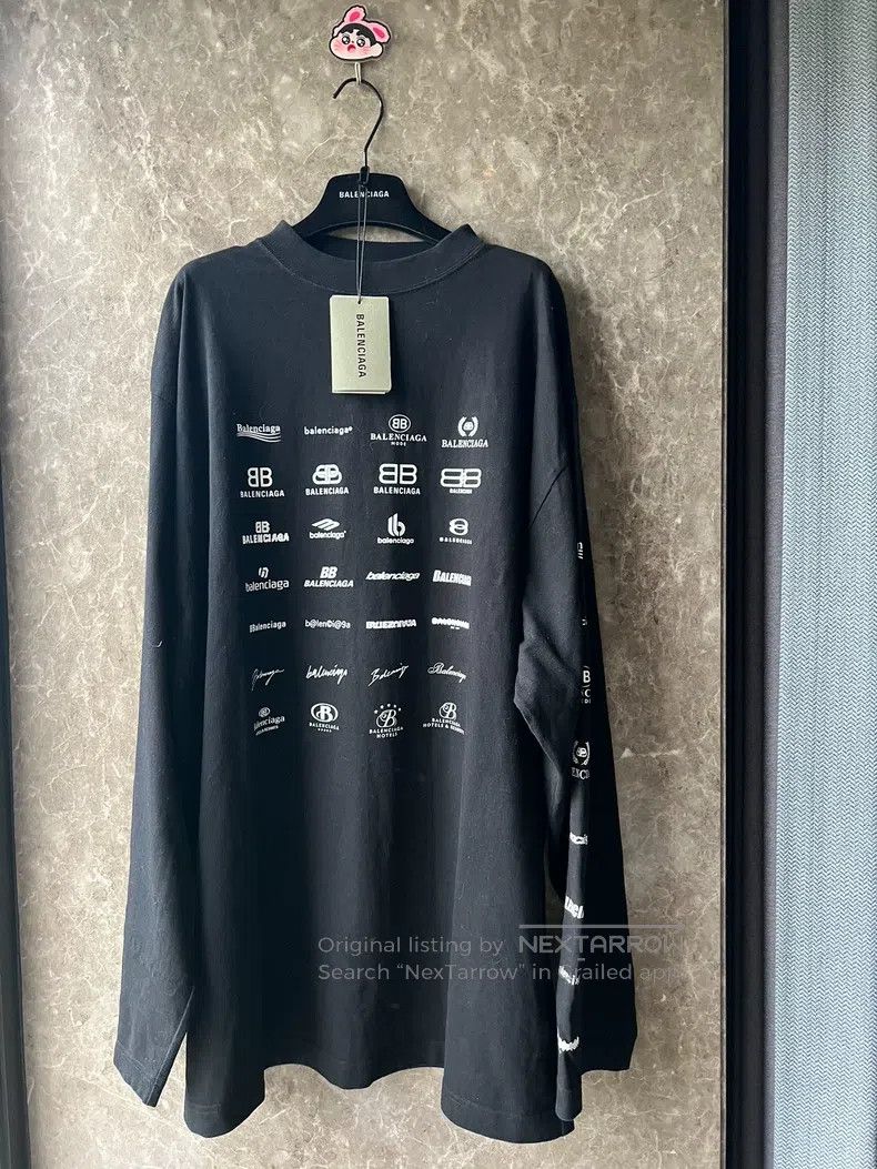 Balenciaga Balenciaga Full Print Logo Long Sleeve Shirt Size US S / EU 44-46 / 1 - 1 Thumbnail