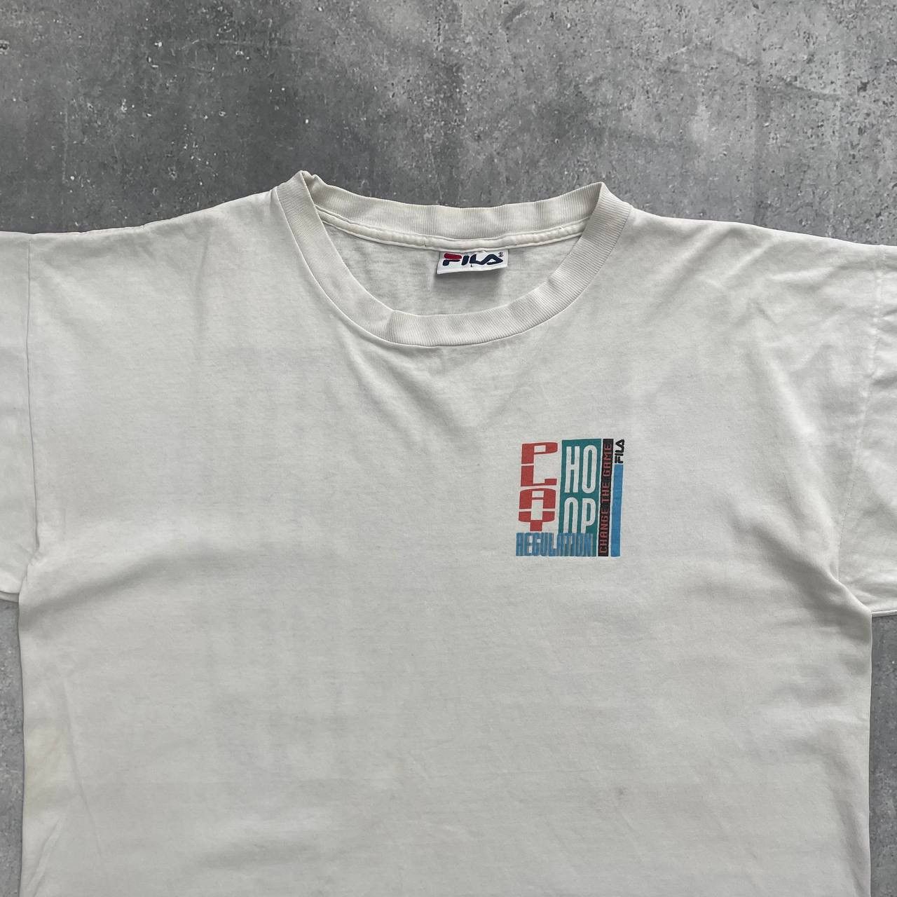 Fila × Vintage Vintage 90s Fila Basketball Change The Game T Shirt White XL Size US XL / EU 56 / 4 - 7 Thumbnail