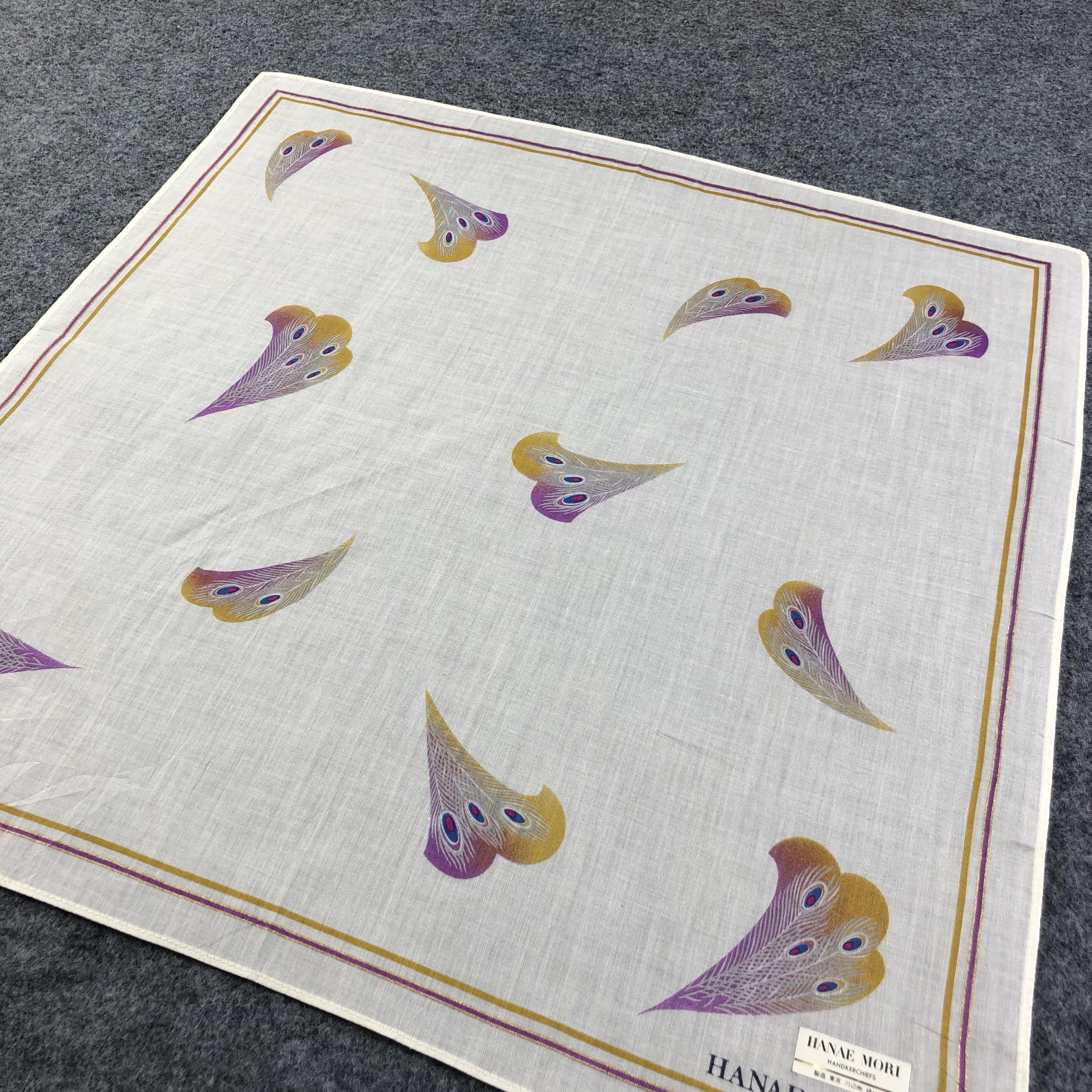 Hanae Mori × Vintage Hanae Mori Feather Handkerchief Neckerchief Bandana H2236 Size ONE SIZE - 3 Thumbnail