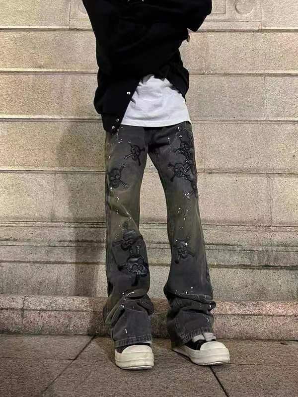 Japanese Brand × Jean Vintage washed distressed print rare heavyweight jeans Size US 34 / EU 50 - 1 Thumbnail