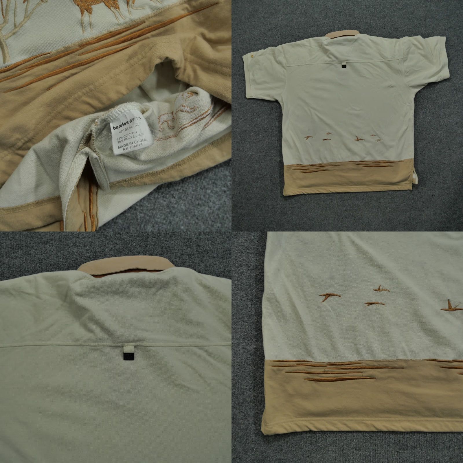 Denime VINTAGE Barefox Denim Polo Shirt Mens 2XL Brown Tan Giraffe Hip Hop Y2K Casual Preppy Logo Collar - (Note: Original content preserved; no additions) Size US XXL / EU 58 / 5 - 8 Thumbnail