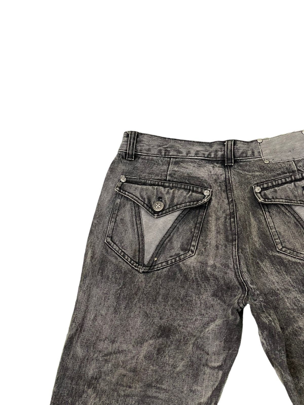 Japanese Brand Flare Jeans Berning Sho Faded Distress Boot Cut 7🟦8 Size US 30 / EU 46 - 21 Thumbnail