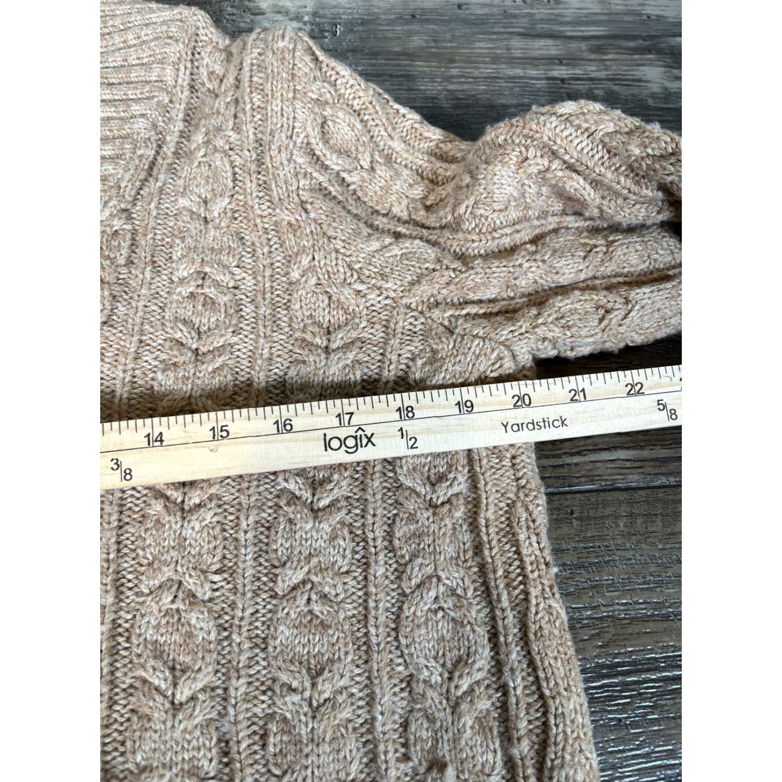 Lands' End Lands' End Sweater Womens L Beige Shawl Collar Cable Knit Cotton Wool Blend Pullover Knit All Seasons Casual Classic Womens Size L / US 10 / IT 46 - 3 Thumbnail