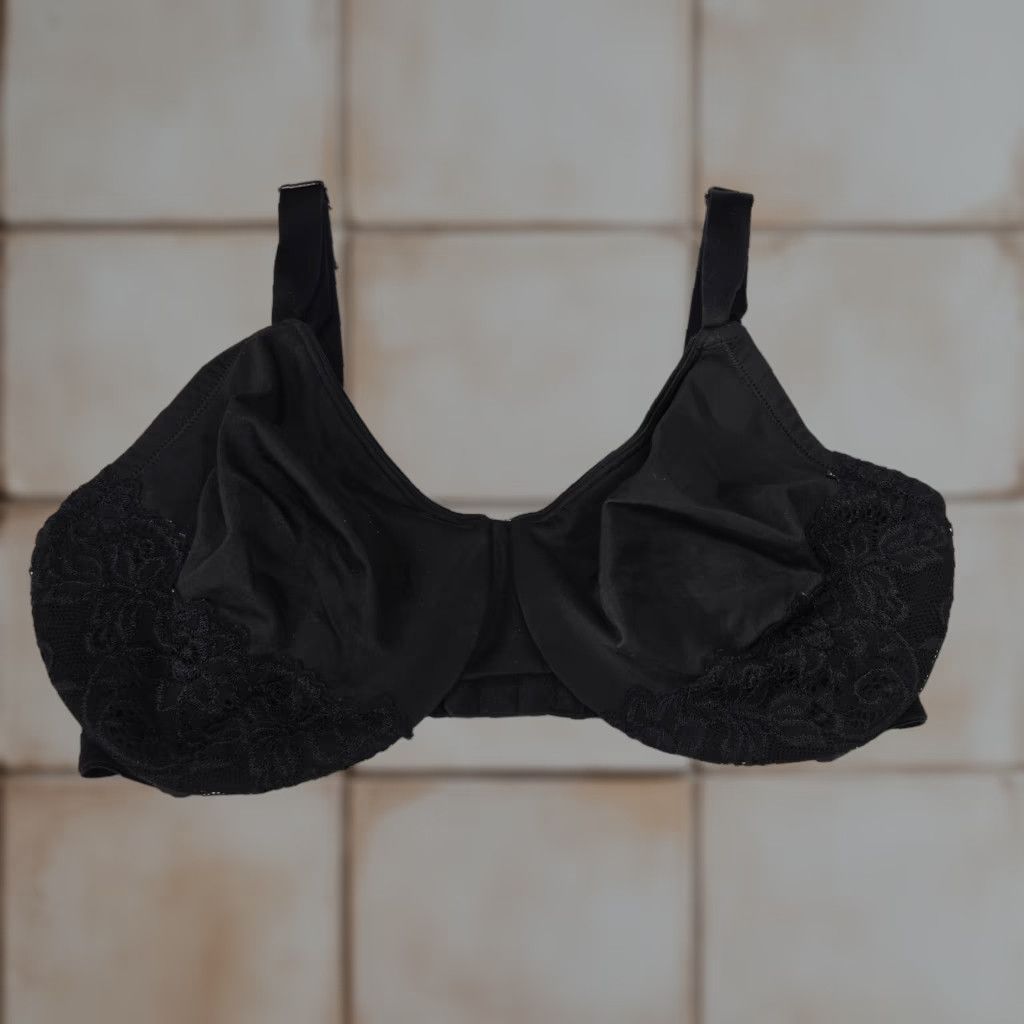 Vintage Olga Minimizer Bra 38Dd Black Underwired Lace Adjustable Strap Womens