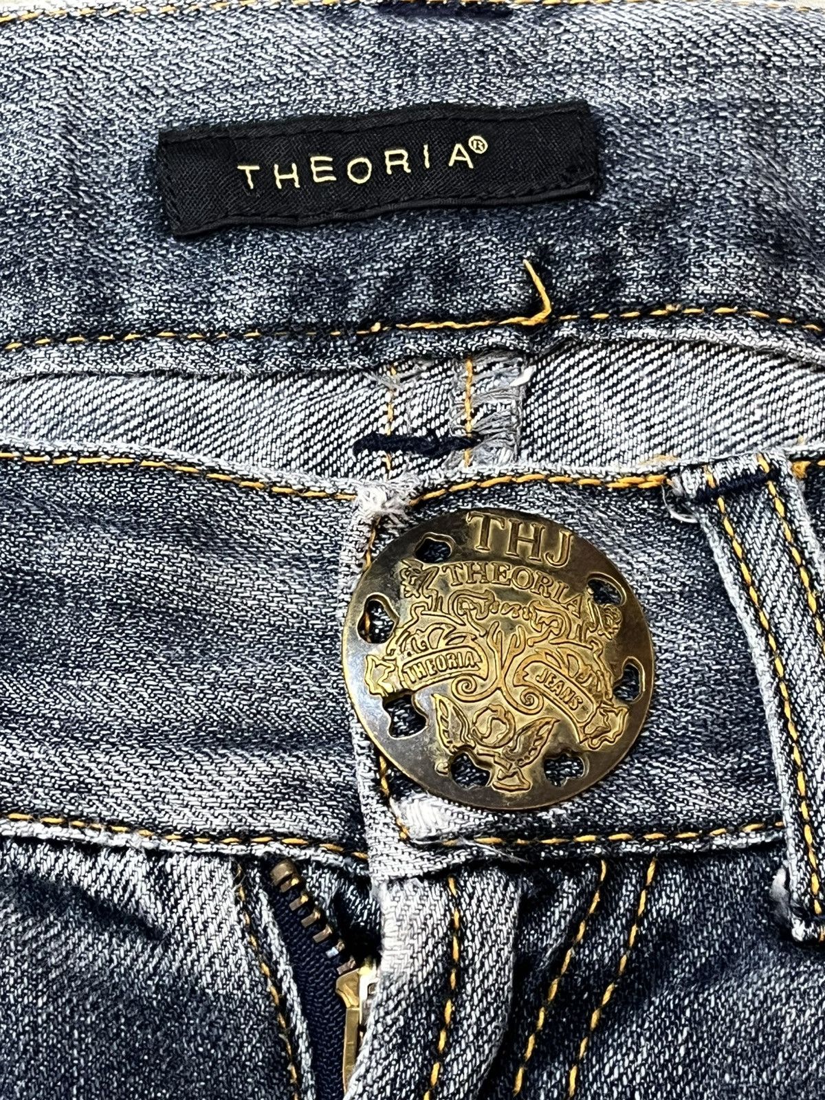 Japanese Brand Vintage Theoria Whiskers Honeycomb Distressed Denim Size US 31 - 9 Thumbnail