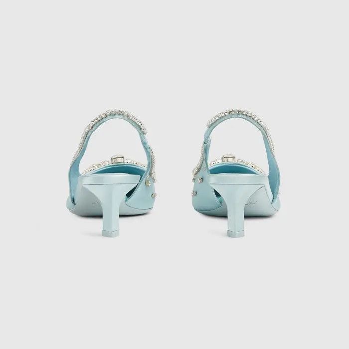 Gucci oc11z0126 Pumps With Crystals in Light Blue Size US 7.5 / IT 37.5 - 4 Thumbnail