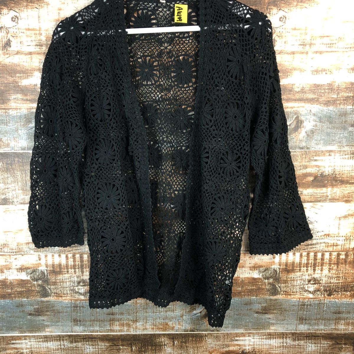 Japanese Brand Japan vintage Black meshnet crochet Cardigan Knitwear #A1489 Size M / US 6-8 / IT 42-44 - 3 Thumbnail