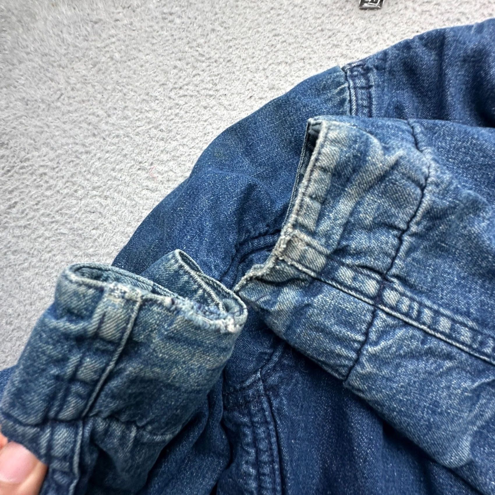 Denime VINTAGE Montgomery Denim Jacket Small Mens Regular 50s 60s Blanket Lined Zipper Full Zip Workwear Casual Cotton Blue Denim Jacket Size US S / EU 44-46 / 1 - 7 Thumbnail