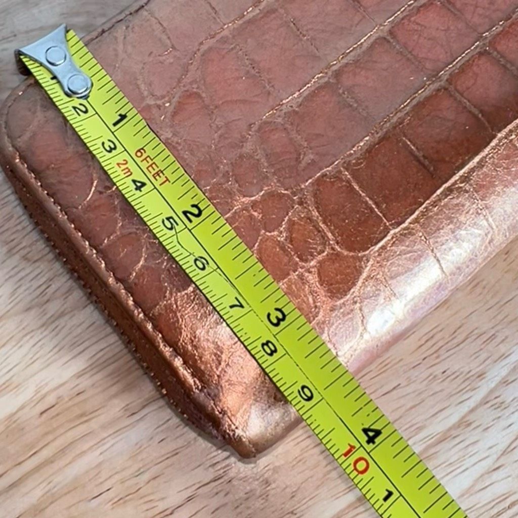 Miu Miu Miu Miu Croc Embossed Metallic Bronze Zip Around Long Accordion Upcycled Wallet Size ONE SIZE - 5 Thumbnail