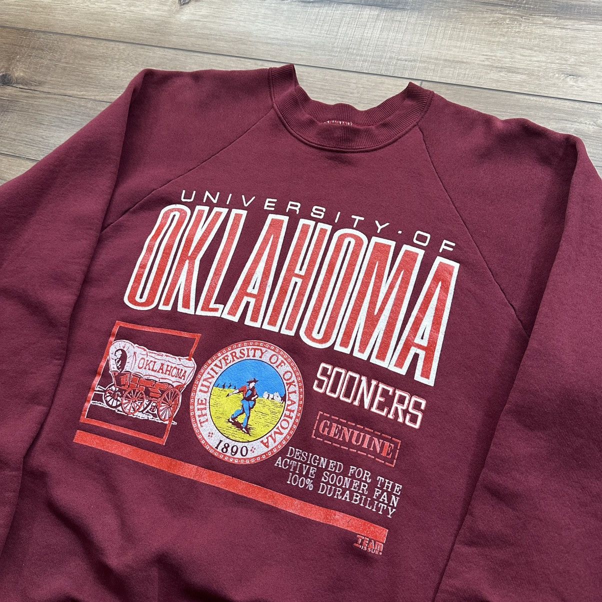 Fruit Of The Loom Vintage 90s Oklahoma Sooners Made in USA Spellout Crewneck Size US M / EU 48-50 / 2 - 4 Thumbnail