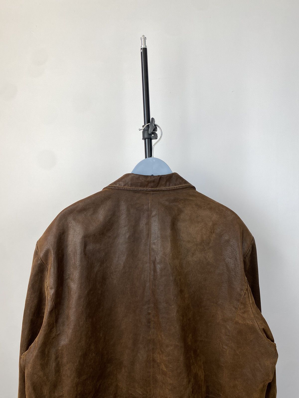 Japanese Brand × Vintage Avant Garde 90s Brown Leather jacket blazer Size US L / EU 52-54 / 3 - 6 Thumbnail