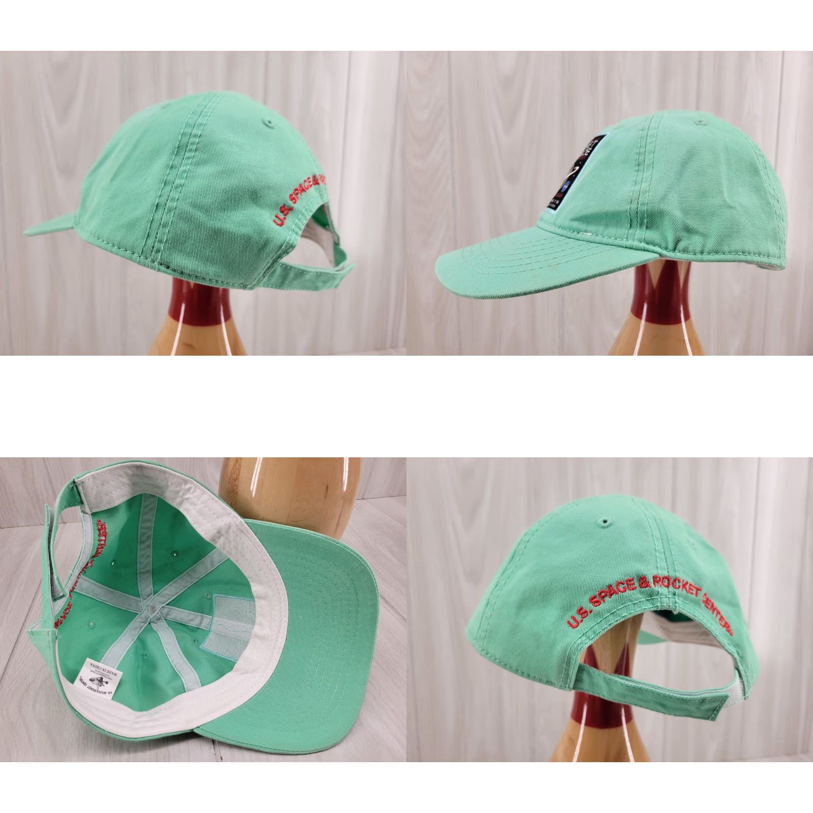Vintage US Space And Rocket Center Rocket Science Baseball Cap Hat Teal Green Cap Adjust Adjustable Unisex Adults Space Logo Vintage No Size ONE SIZE - 8 Thumbnail