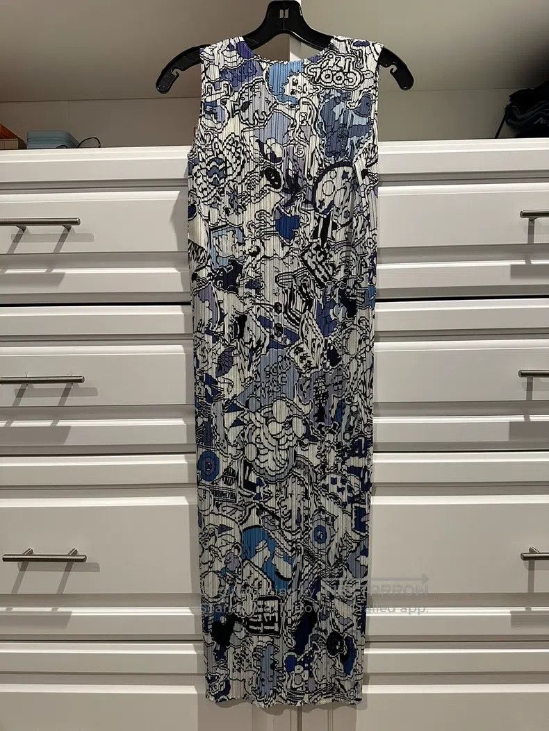 Issey Miyake Issey Miyake Blue Comic Print Dress Size L / US 10 / IT 46 - 2 Thumbnail