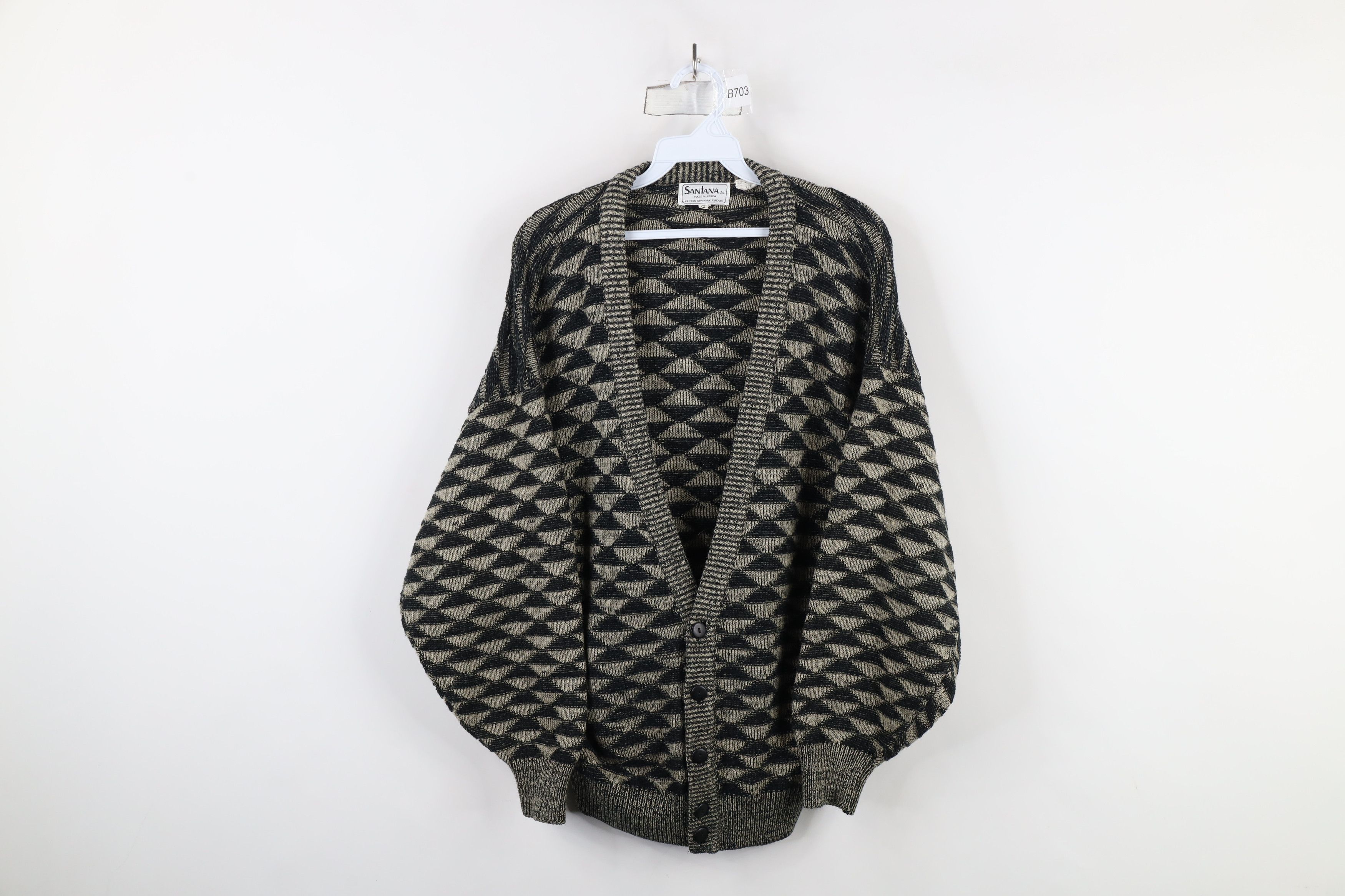 Vintage Vintage 90s Streetwear Geometric Button Cardigan Sweater Size US S / EU 44-46 / 1 - 1 Thumbnail