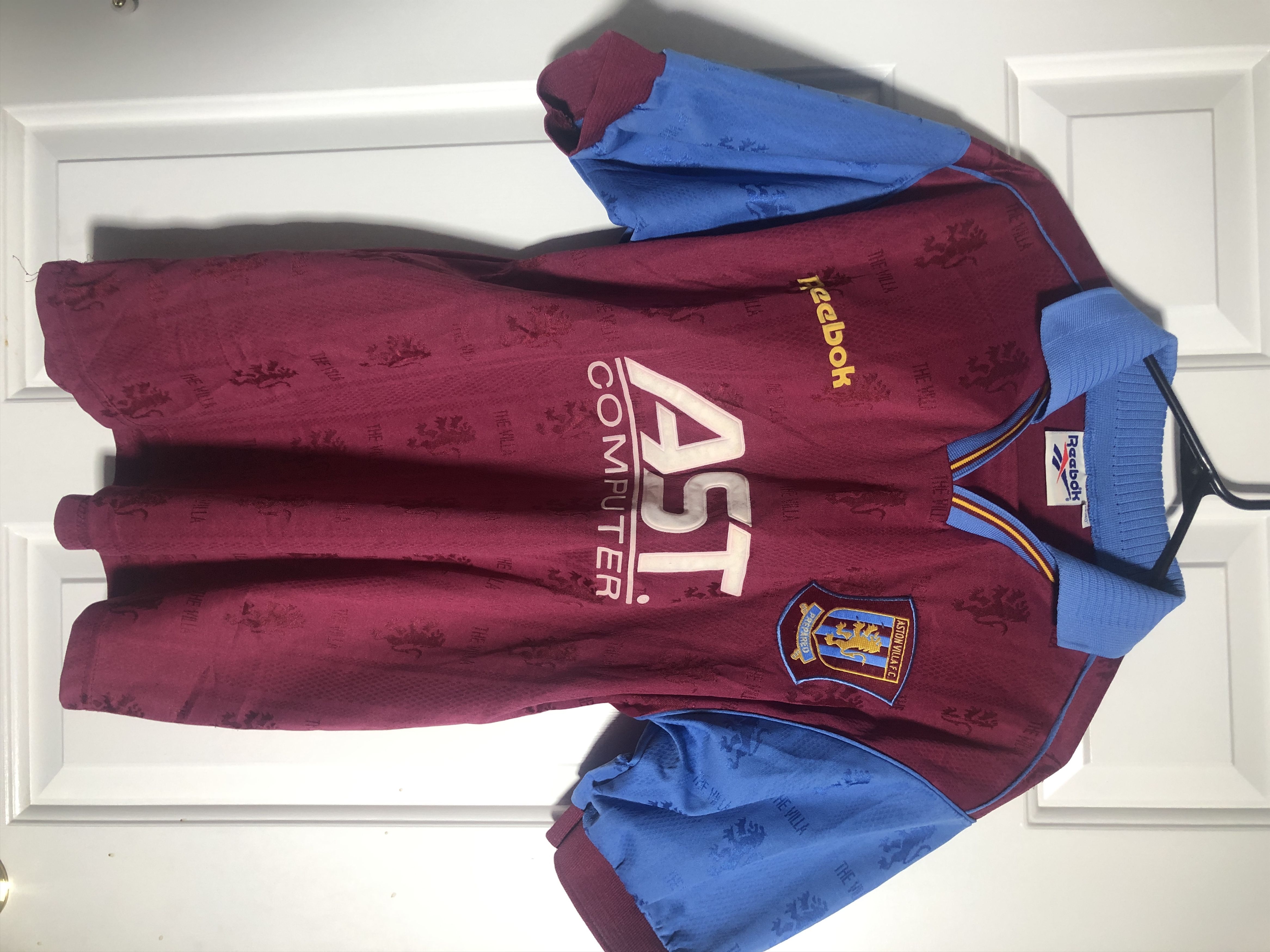 image of Reebok x Soccer Jersey Aston Villa F.c. Home Jersey 1995-1997 Official Kit in Baby Blue/Maroon (Siz