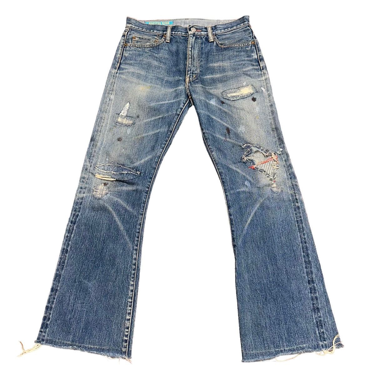 image of Kapital Distressed Denim Jeans Size 32 in Blue, Women's