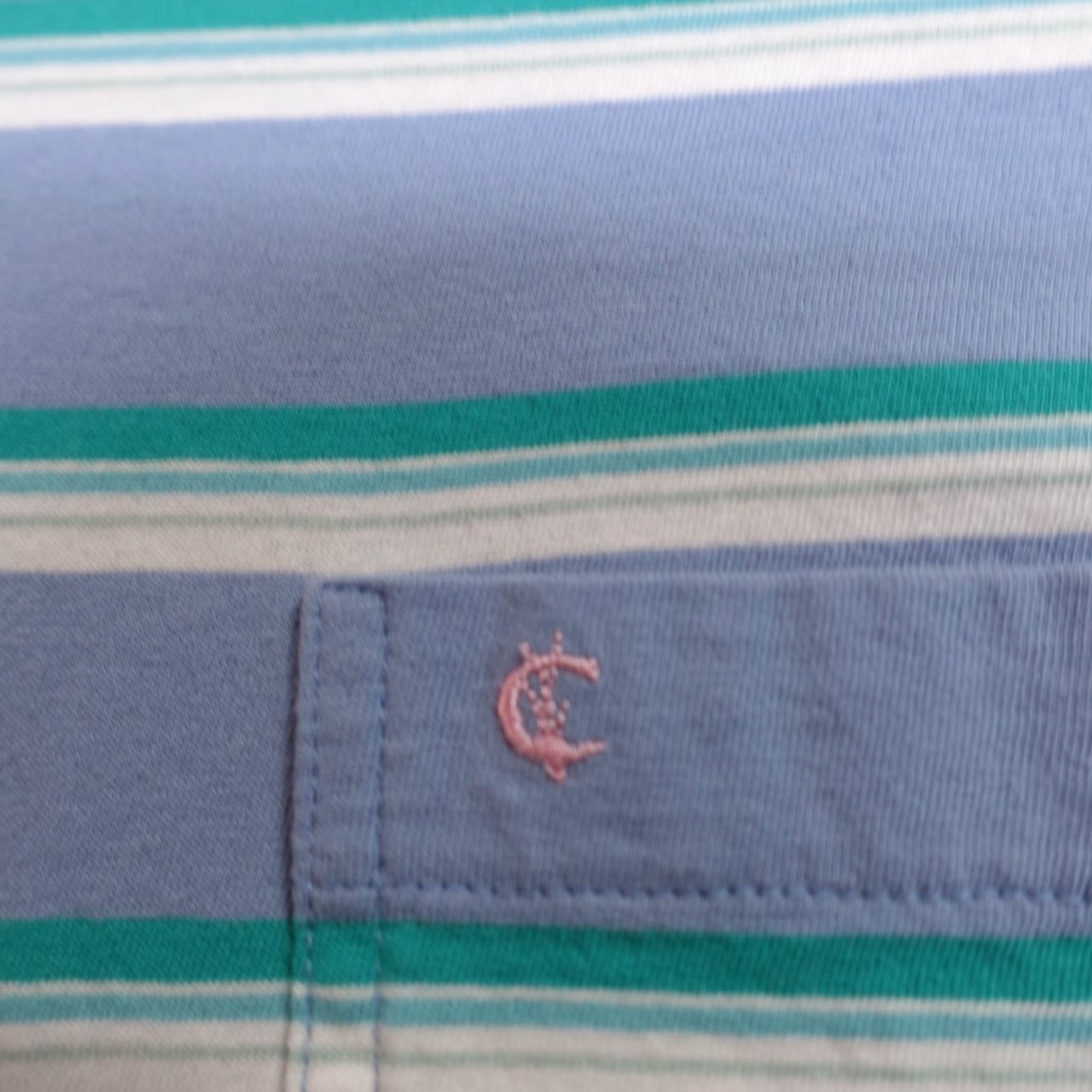 Vintage Criquet Polo Shirt XL Blue Striped Organic Cotton Embroidered Polo Shirt Men Golf Blue Embroidered XL Mens Size US XL / EU 56 / 4 - 2 Thumbnail