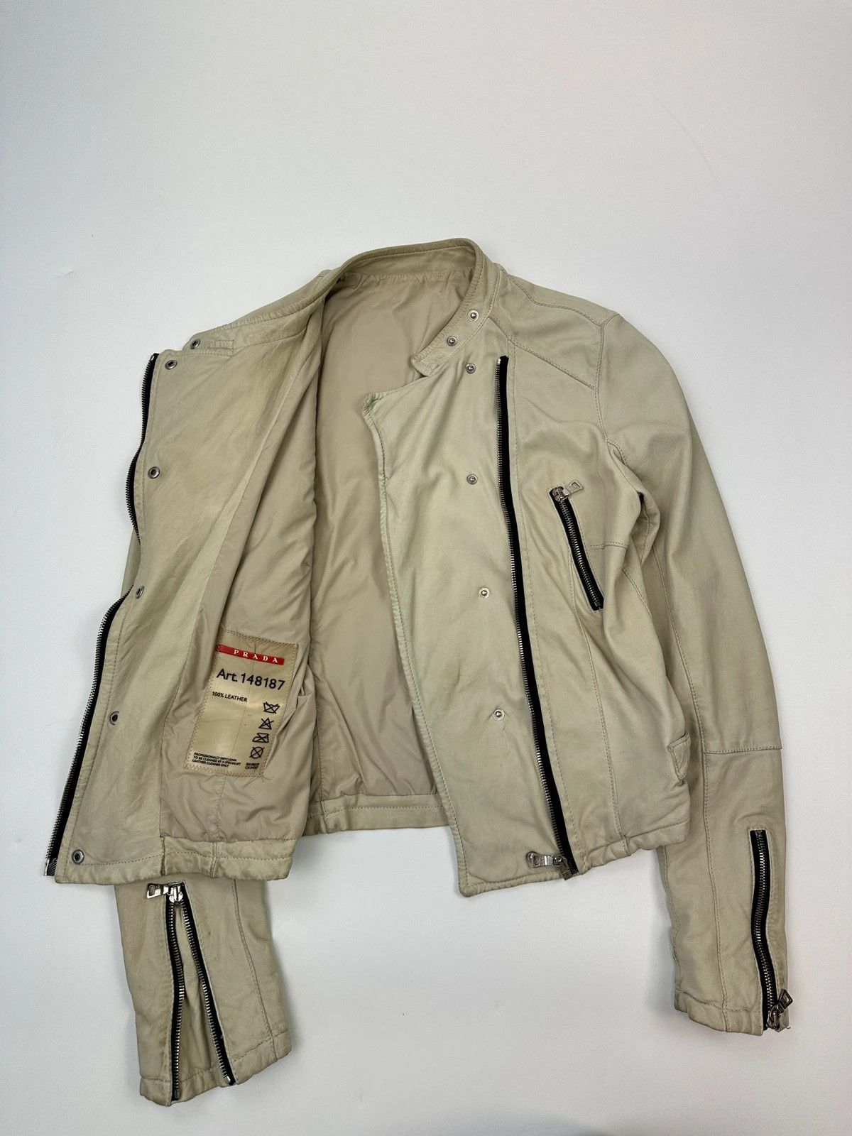 Prada Prada Sport FW02 Beige Perfecto Leather Multi Pocket Jacket Size M / US 6-8 / IT 42-44 - 11 Thumbnail