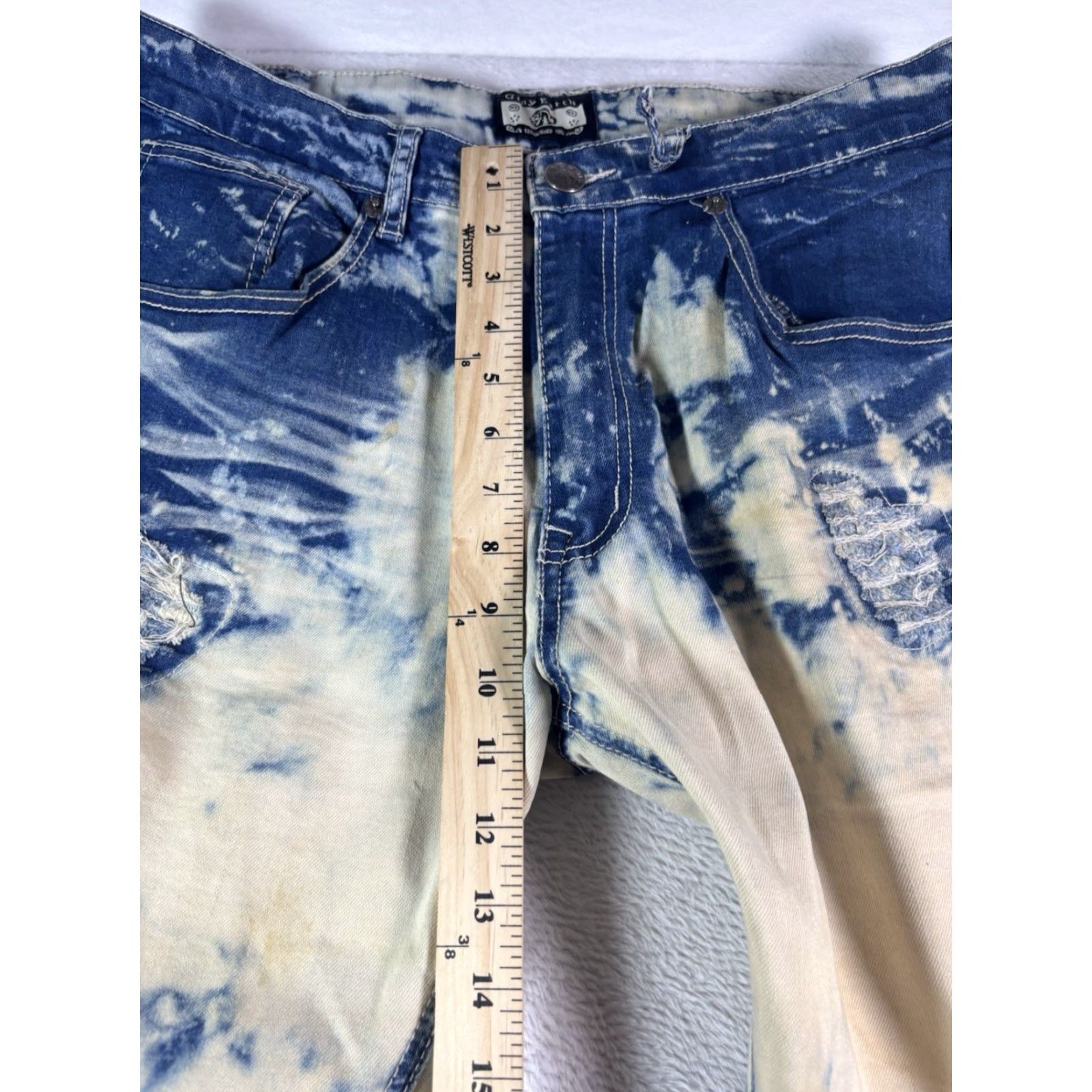 Vintage Gray Earth Jeans Men’s 34x32 Acid Washed Distressed Denim Blue White 5-Pocket Regular Fit Size 34 Jeans Size US 34 / EU 50 - 3 Thumbnail