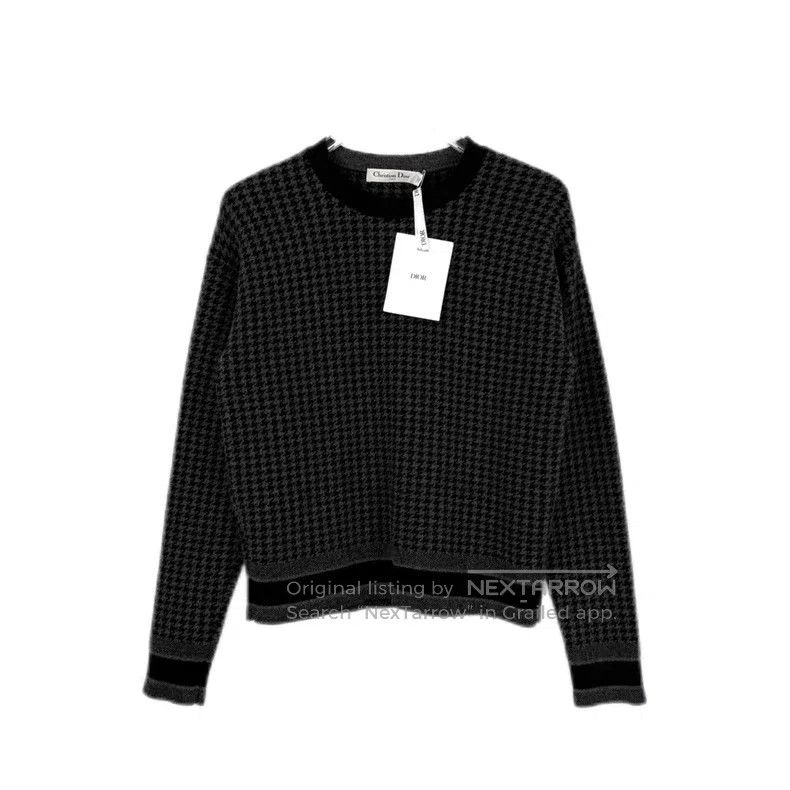 Dior Dior Black and gray checkered classic logo cashmere sweate Size XXS / US 00 / IT 34 - 1 Thumbnail