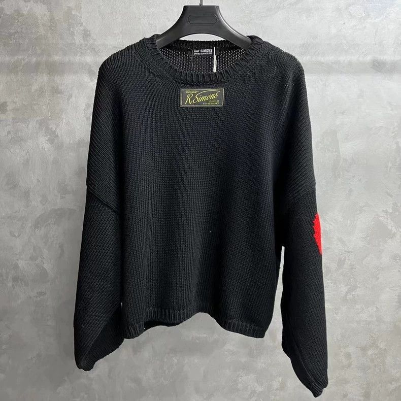 Raf Simons Black Oversized Crew Neck Wool Sweater-2507