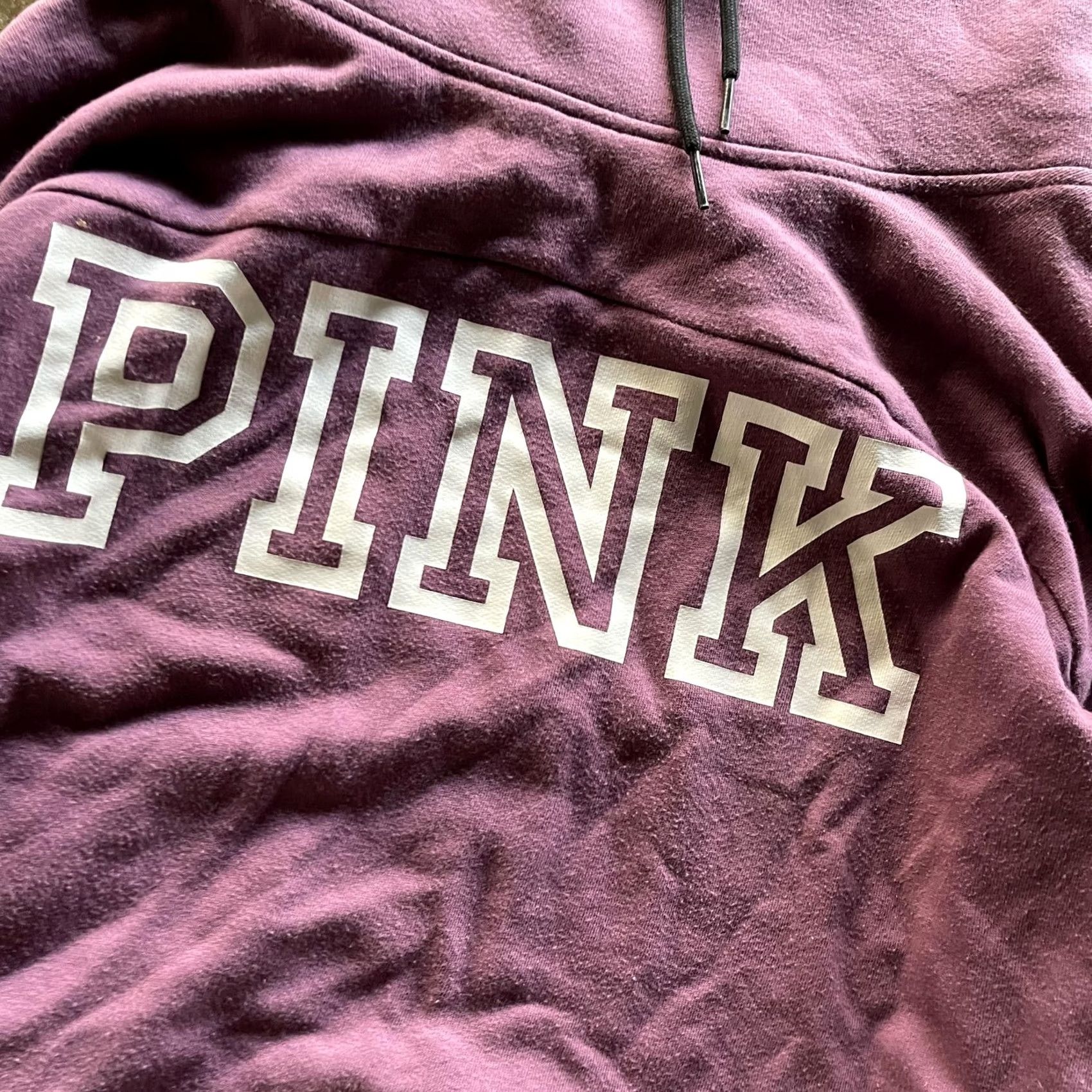 Pinko VINTAGE Victoria's Secret PINK Sweatshirt Womens Medium Purple Funnel Neck Fleece Logo Size M / US 6-8 / IT 42-44 - 2 Thumbnail