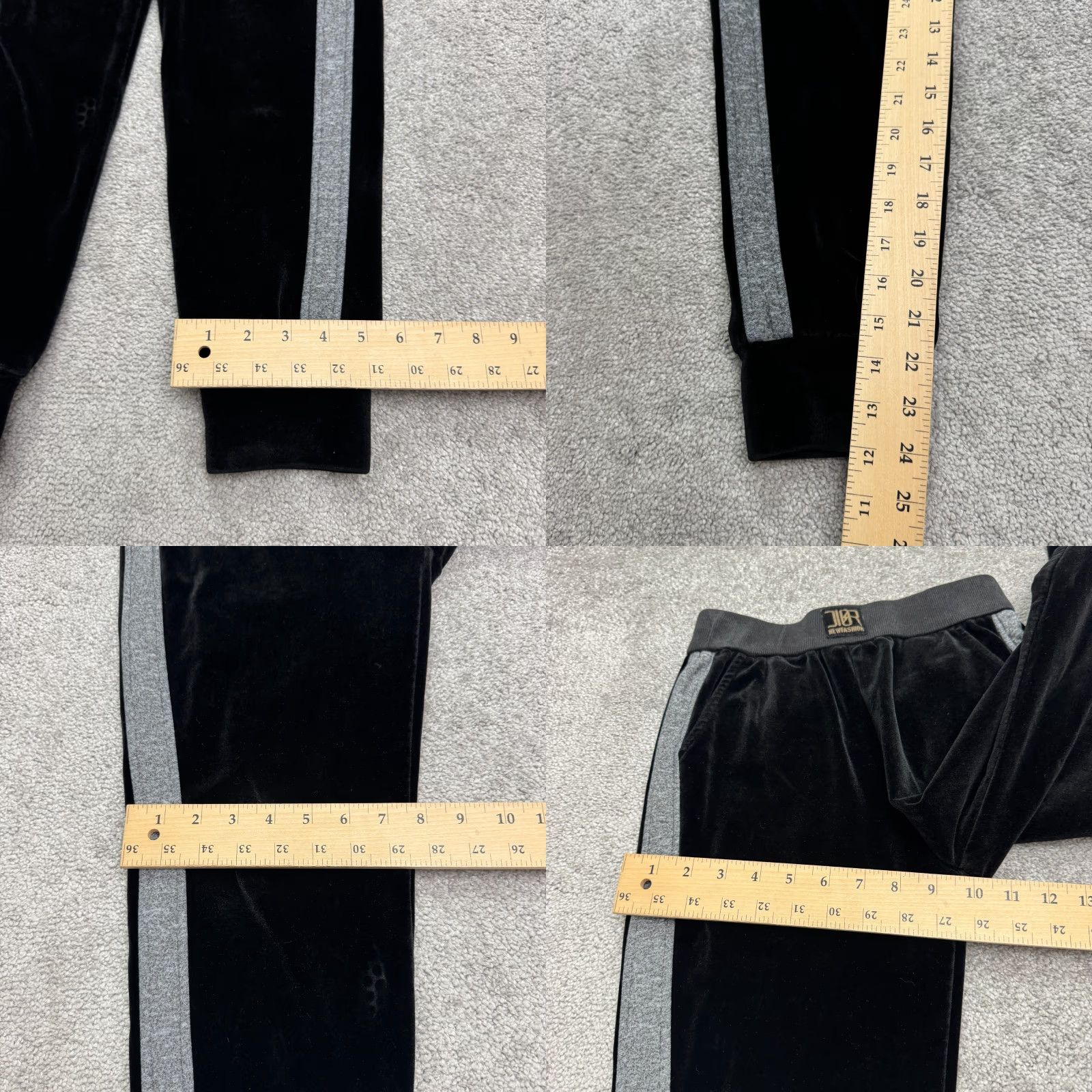 Velvet Velvet Velour Cropped Jogger Pants Womens M Black Gray Stripe Lounge Y2K Size 32" / US 10 / IT 46 - 8 Thumbnail