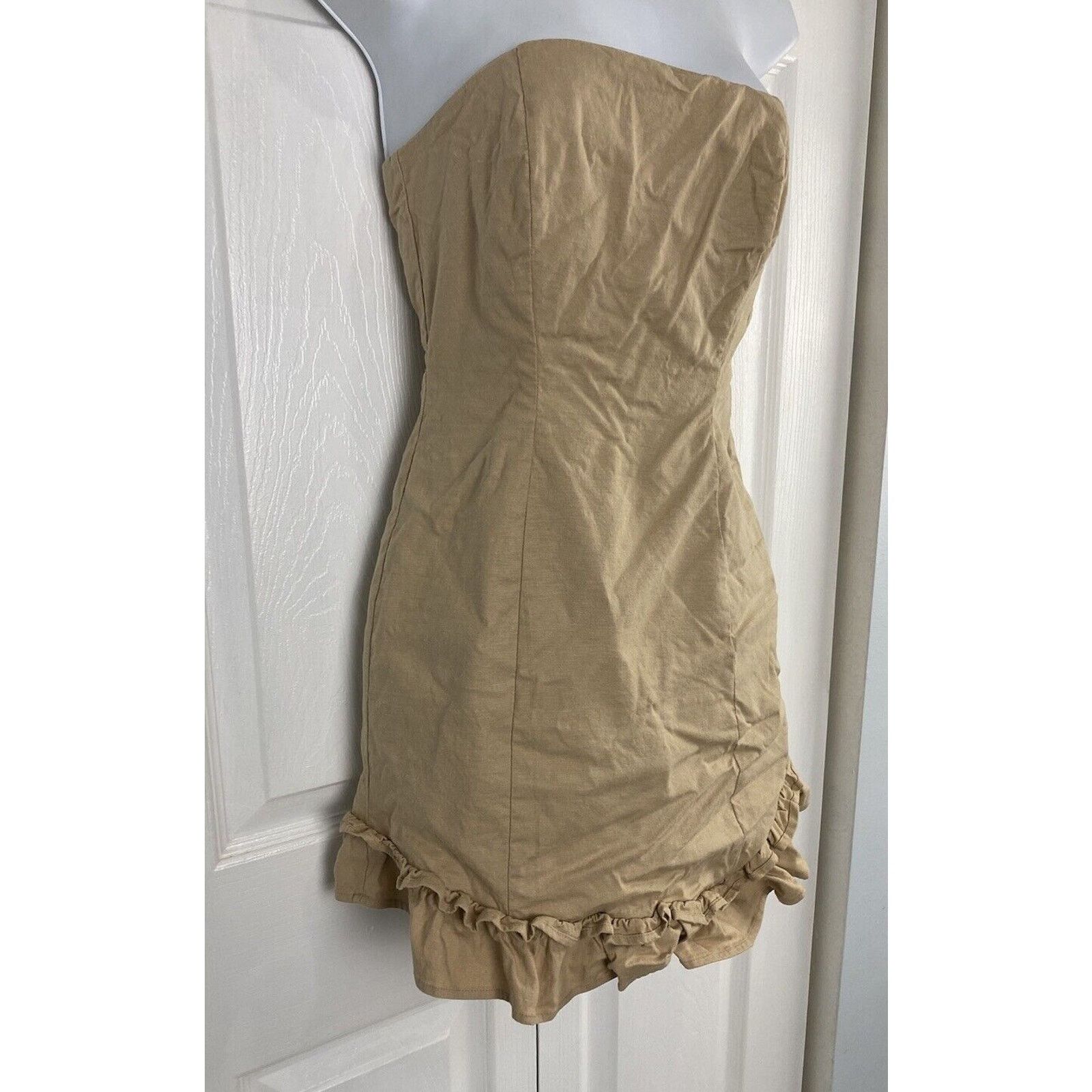 Other Revolve Lovers + Friends Mini Dress Tan Strapless Ruffle Size S / US 4 / IT 40 - 3 Thumbnail