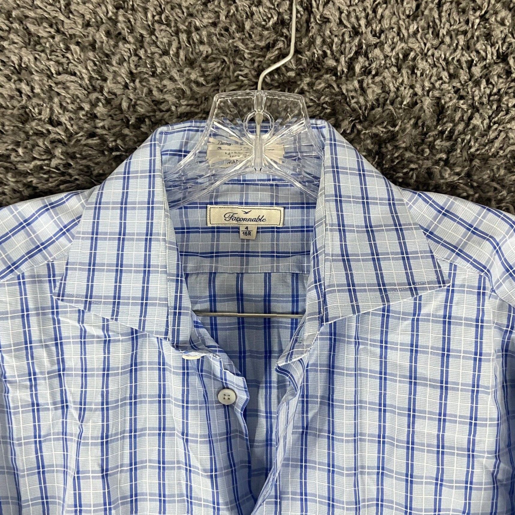 Faconnable VINTAGE Faconnable Blue Plaid Dress Shirt Men’s 16 R Long Sleeve Size 42R - 5 Thumbnail