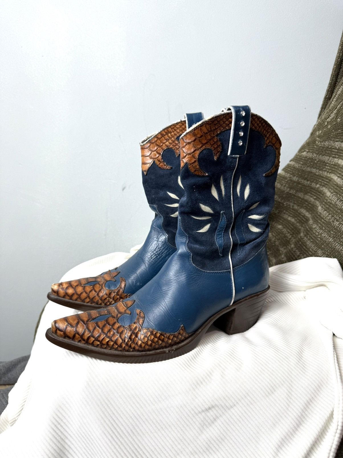 Vintage Vic Matie Western Snake Leather Cowboy Boots