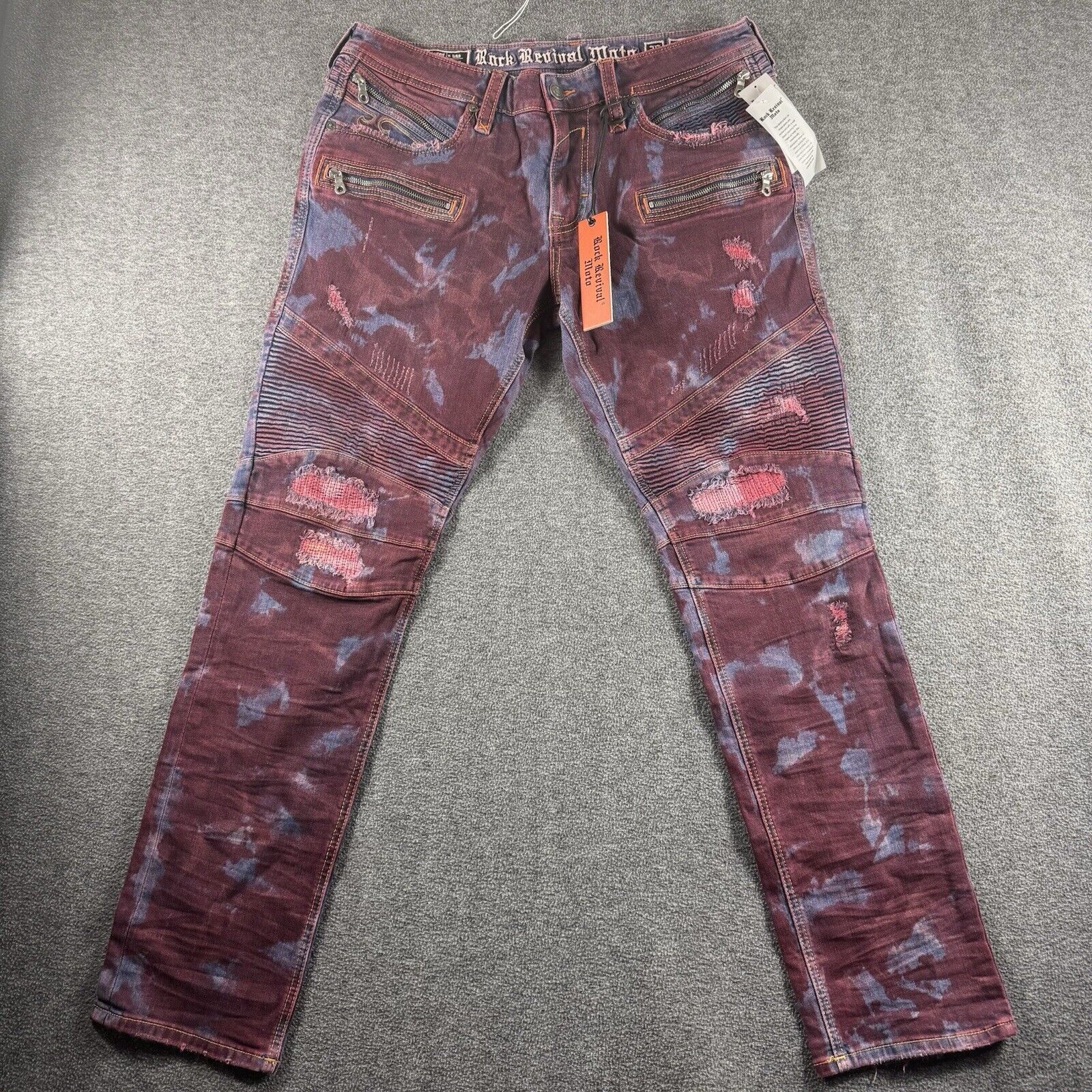Rock Revival Rock Revival Elroy Skinny Moto Mens Acid Wash Size 36 X 34 Size US 36 / EU 52 - 7 Thumbnail