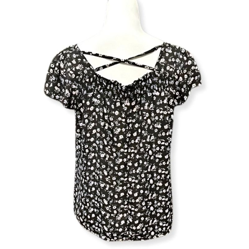 Other No Boundaries Blouse Floral Button Down Black White L 11/13 Size L / US 10 / IT 46 - 4 Thumbnail