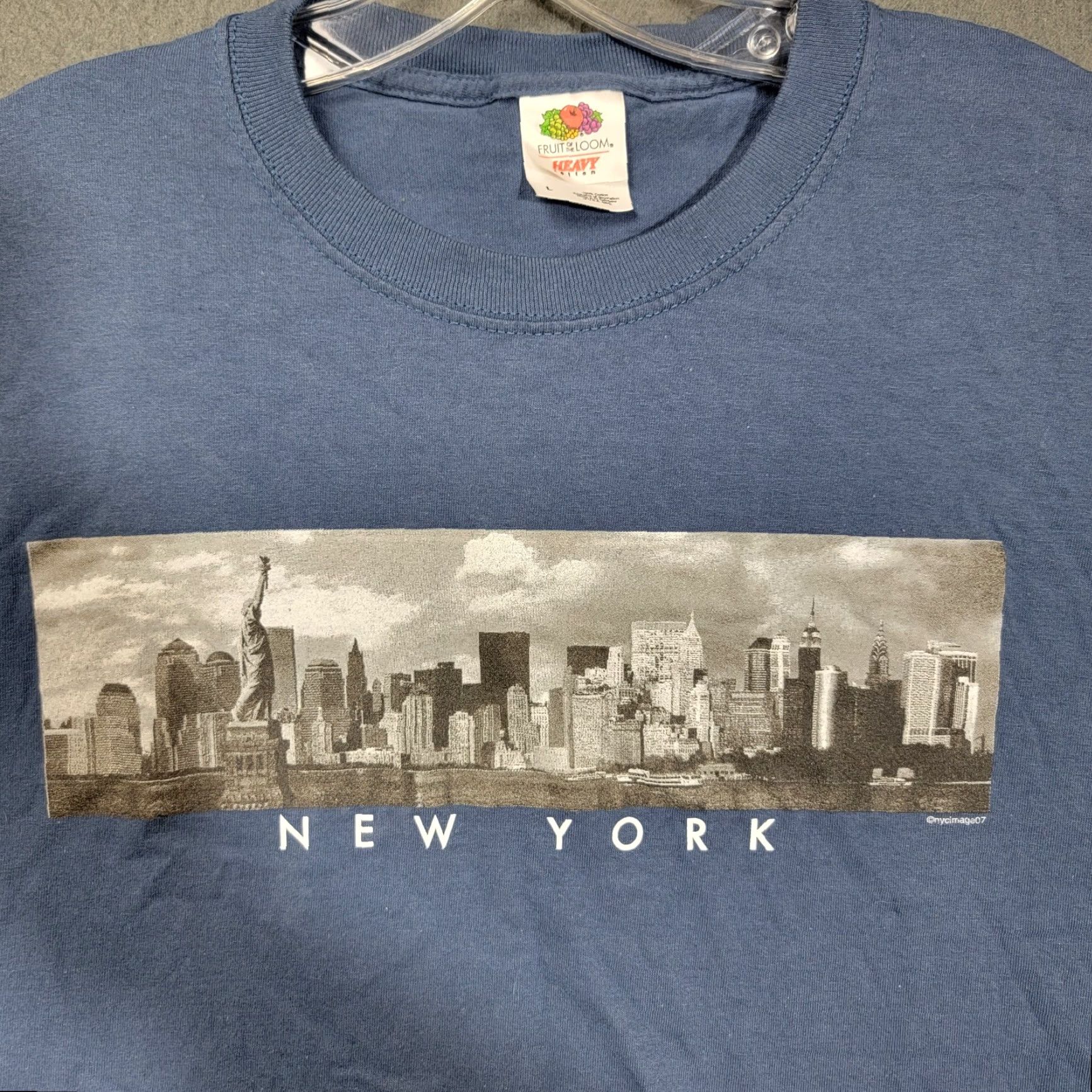 Sea New York New York Skyline T-Shirt Womens Large Blue NYC Image Y2K 07 Size L / US 10 / IT 46 - 3 Thumbnail