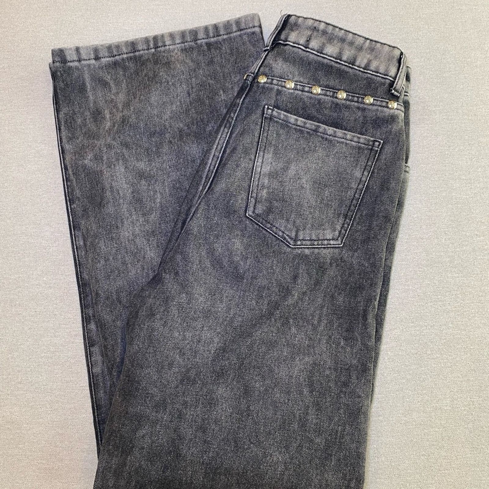 Area Federica tosi high rise black studded wide leg denim 28 Size 28" / US 6 / IT 42 - 6 Thumbnail