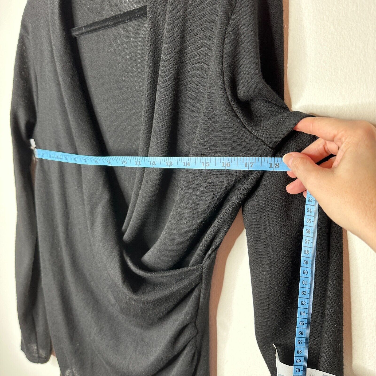 Other Aziz Black Faux Wrap Deep V Long Sleeve Sweater Jumper Top L Size L / US 10 / IT 46 - 7 Thumbnail
