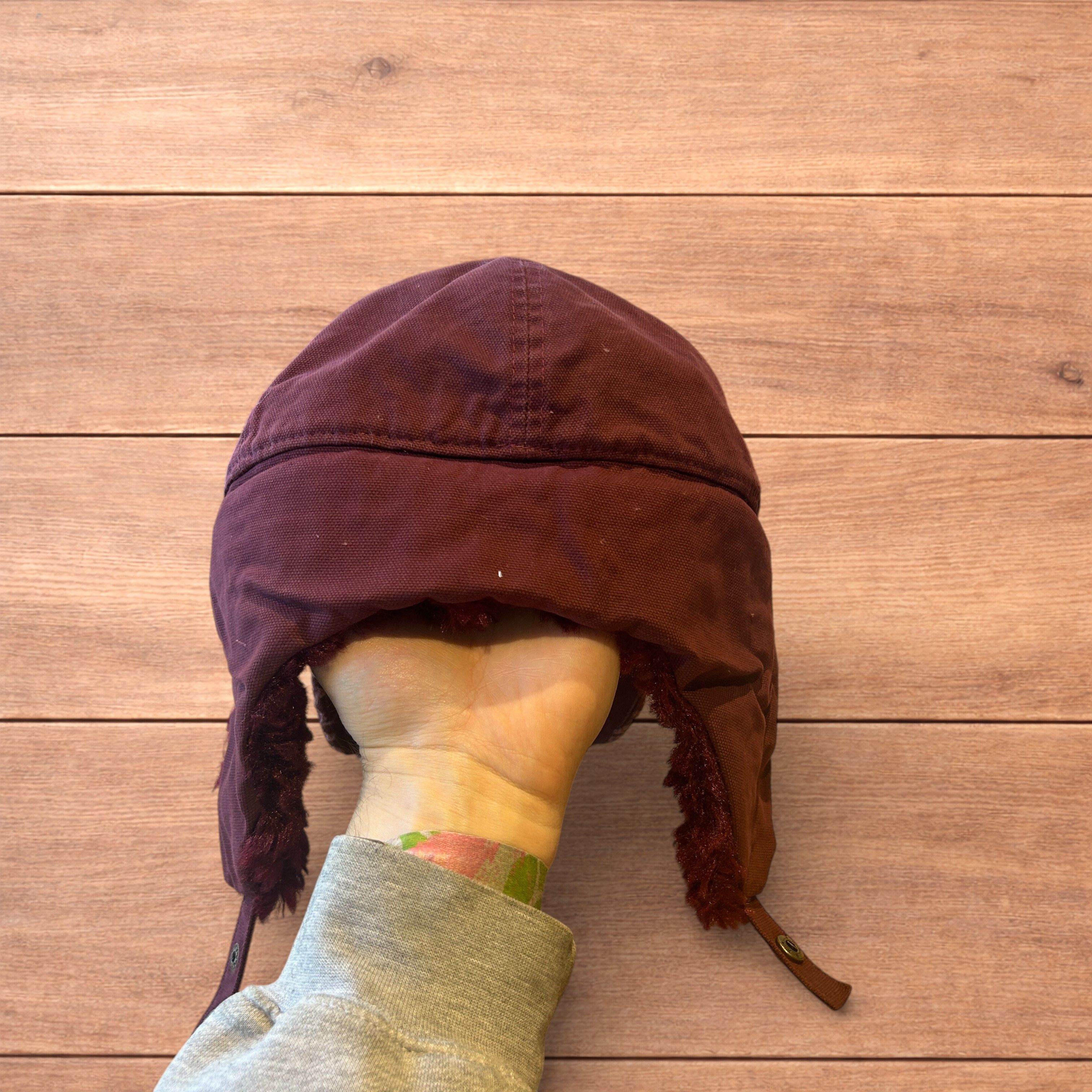 Japanese Brand Vintage style trapper Russian ear flap hat in maroon/red. Size ONE SIZE - 7 Thumbnail