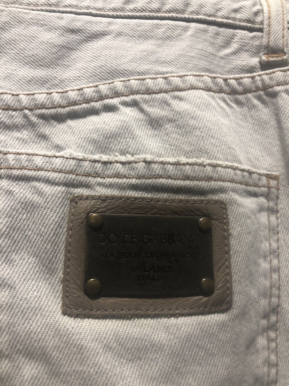 Dolce & Gabbana Vintage DOLCE & GABBANA Denim Pants Distressed Metal Logo Size US 31 - 8 Thumbnail