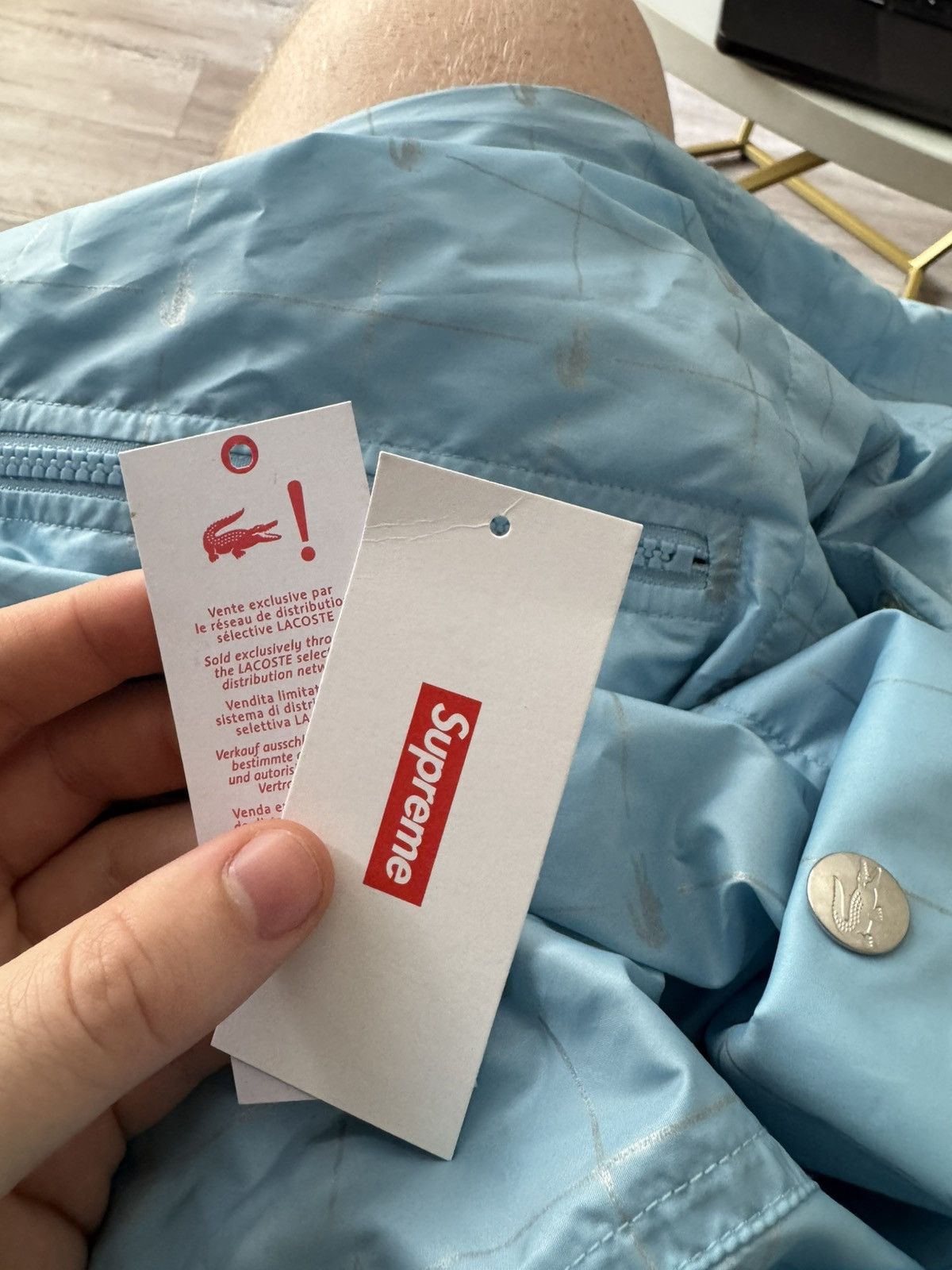 Lacoste × Supreme Blue Reflective Grid Nylon Anorak Size US L / EU 52-54 / 3 - 11 Thumbnail