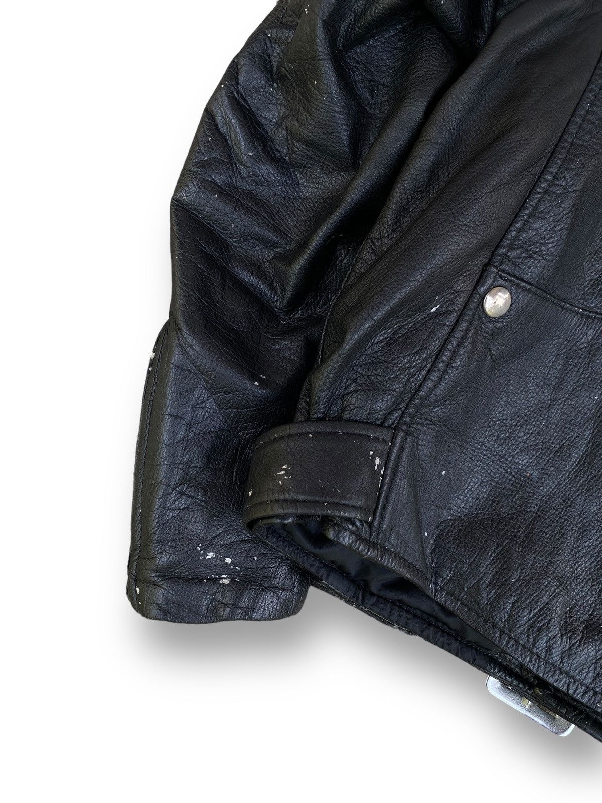 Genuine Leather Vintage Double Collar Punk Leather Motorcycle Jacket. #D2 Size US L / EU 52-54 / 3 - 6 Thumbnail