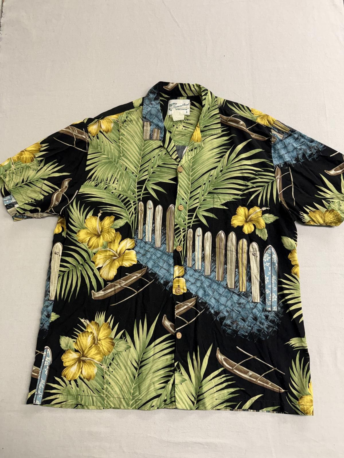 Diamond Head Mens Hawaii Shirt Wooden Surfboards Rayon- Made in Hawaii -M Size US M / EU 48-50 / 2 - 1 Thumbnail