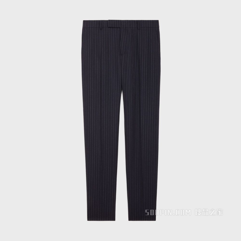 Celine × Hedi Slimane 22SS Double Breasted Navy Chalk Stripe Suit Wool Rectangle Size 44R - 12 Thumbnail