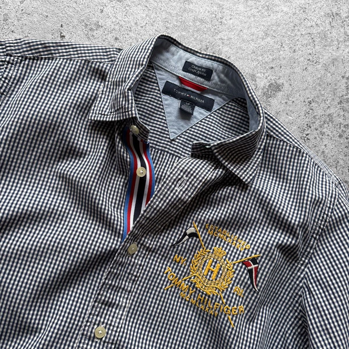 Tommy Hilfiger Tommy Hilfiger Mens Blue White Gingham Check Button Up Shirt Size US S / EU 44-46 / 1 - 3 Thumbnail