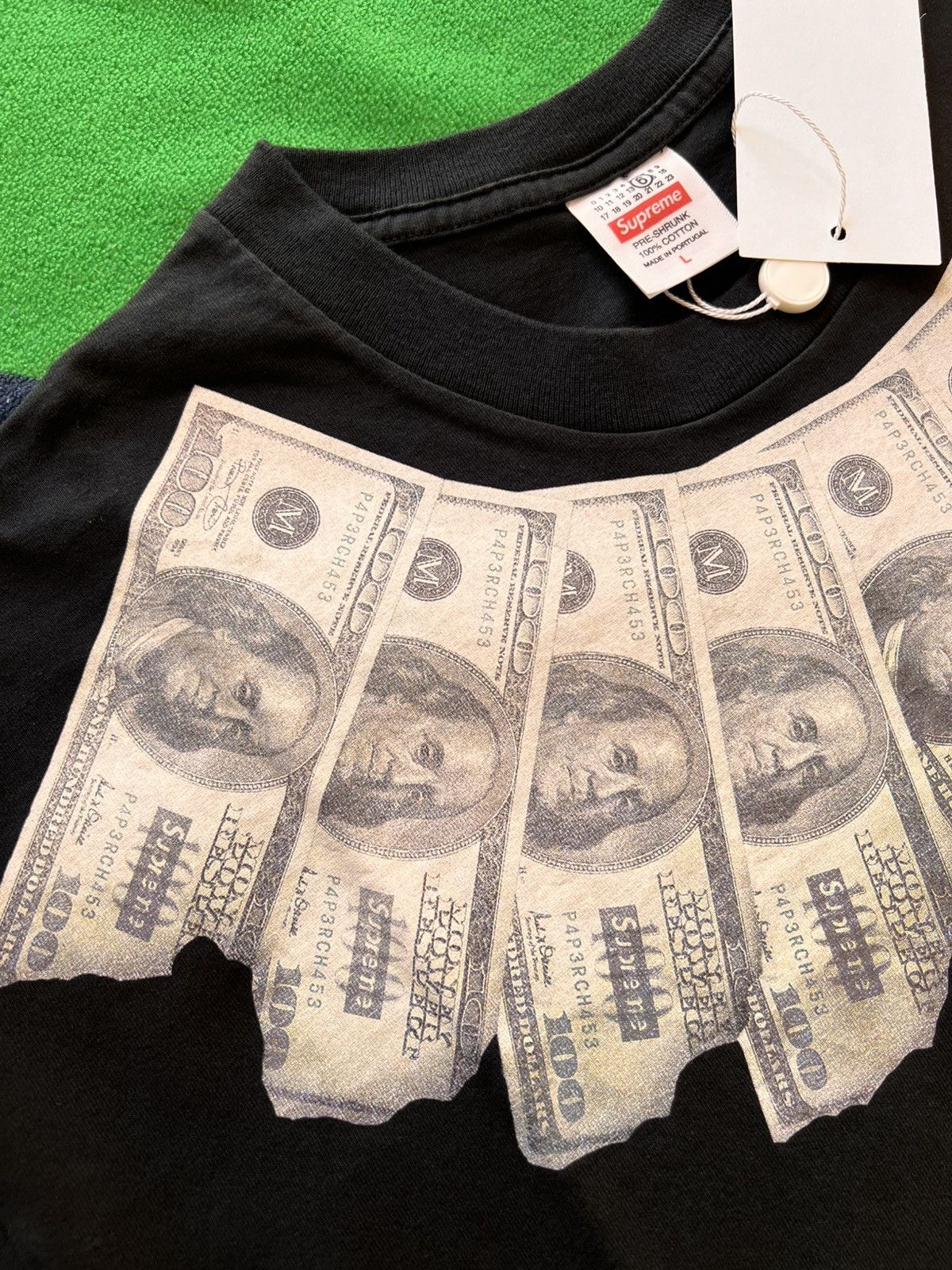 Maison Margiela × Supreme L - Supreme x MM6 Maison Margiela Money S/S Top Black dollar Size US L / EU 52-54 / 3 - 9 Thumbnail