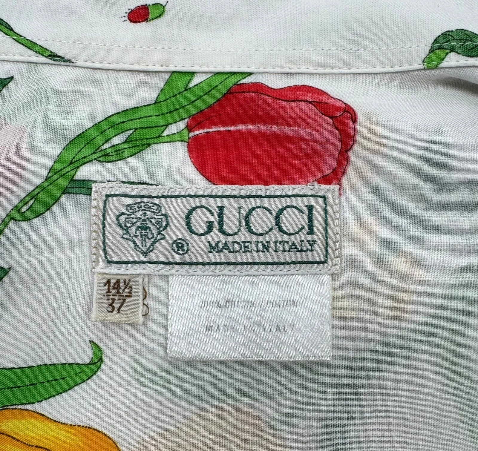 Gucci Gucci Floral Printed Shirt Vintage Cotton size 14 1/2 37 Size L / US 10 / IT 46 - 12 Thumbnail