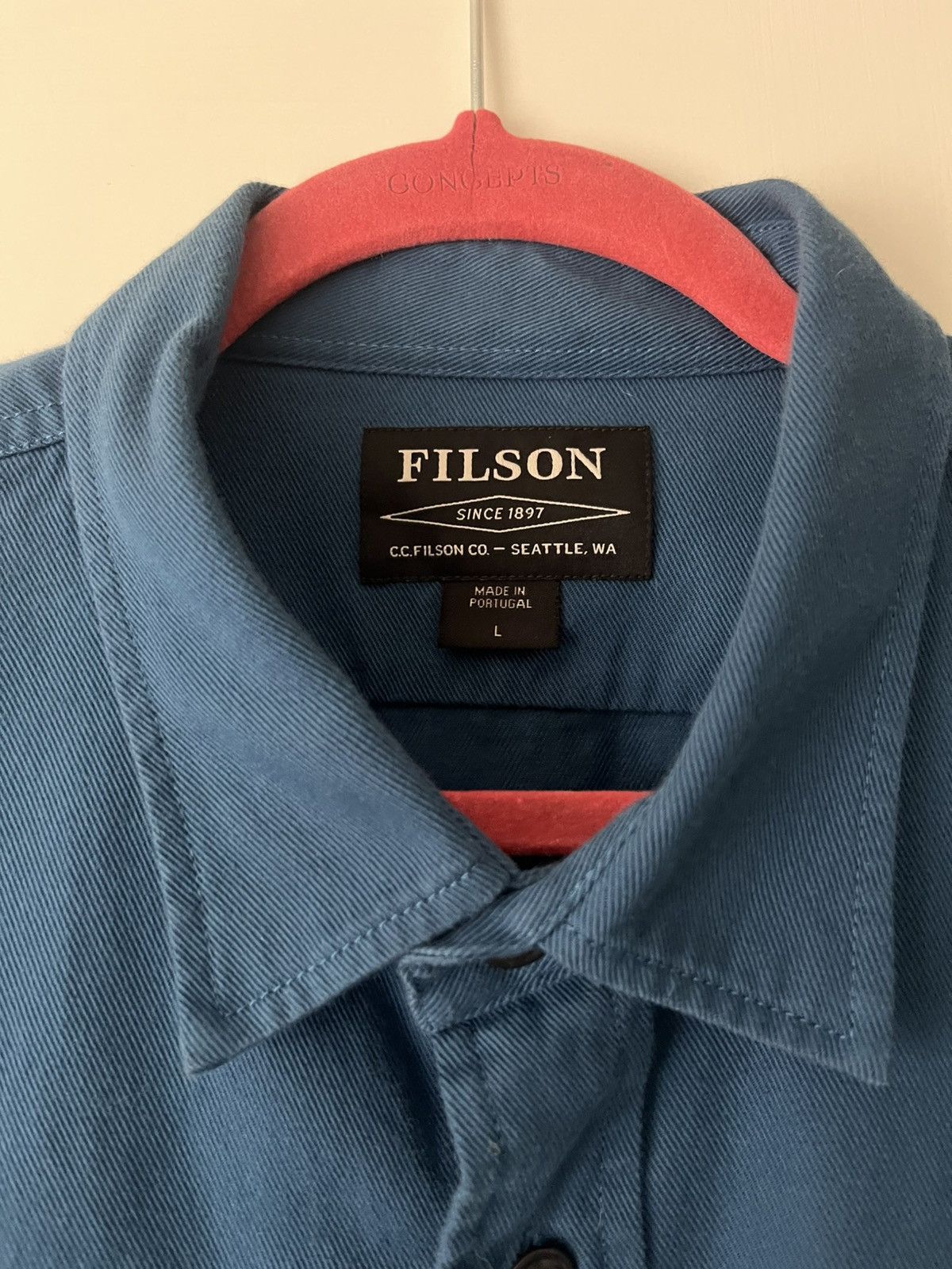Filson Filson Cotton Twill LS button down. Size Large, Blue Size US L / EU 52-54 / 3 - 4 Thumbnail