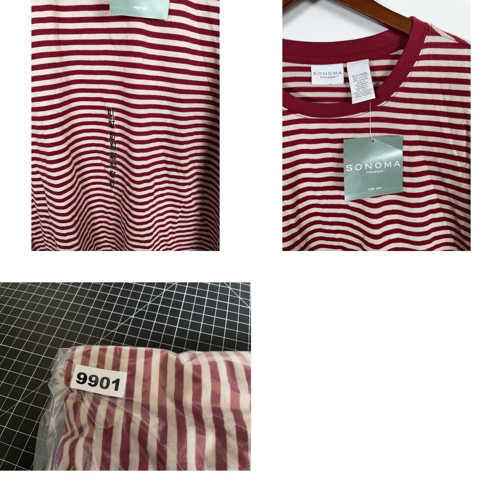 Vintage VINTAGE Sonoma Striped T-Shirt Adult XLT Red Beige 90s Punk Mens Size US XL / EU 56 / 4 - 8 Thumbnail