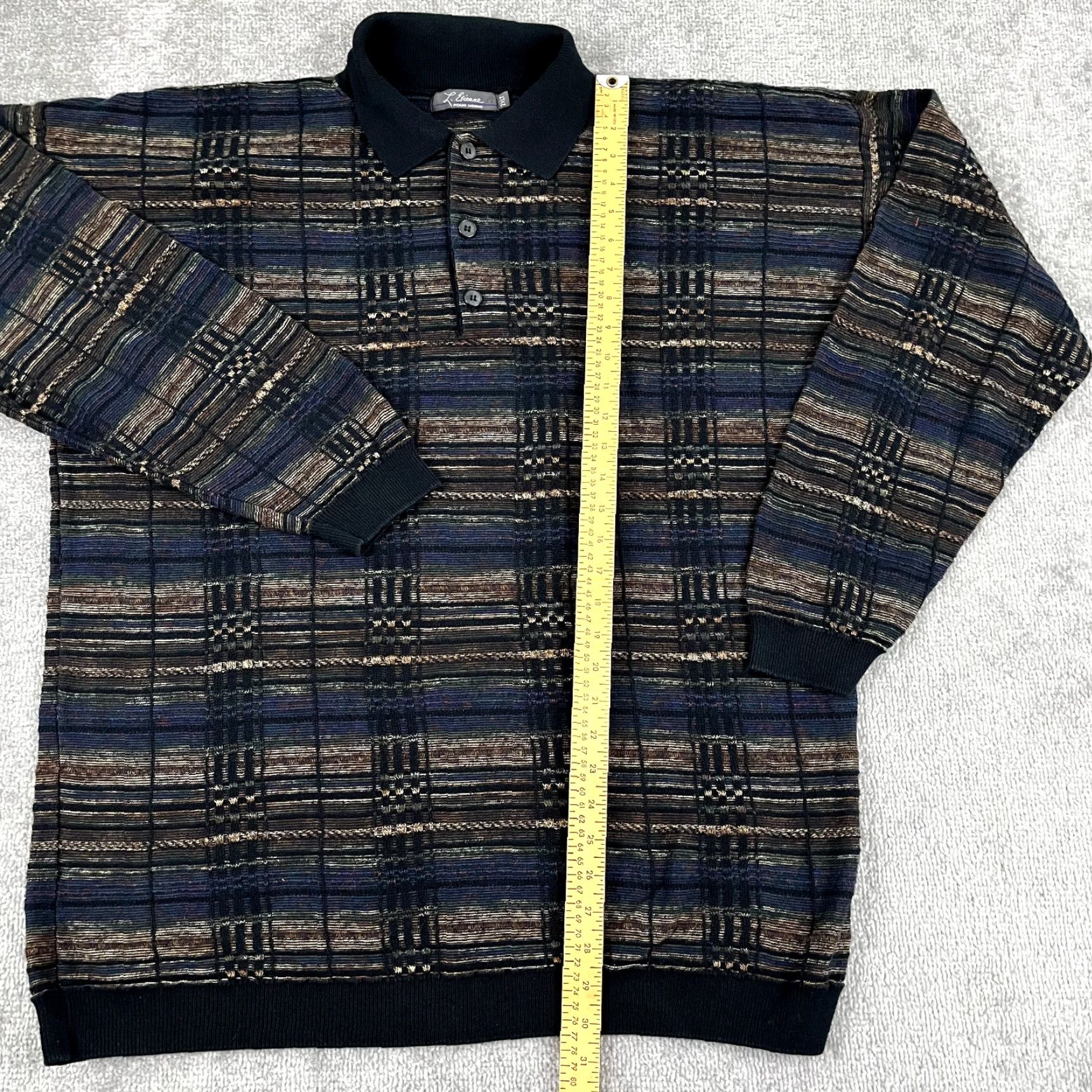 Vintage VINTAGE L. ETIENNE Men's Sweater Pullover Knit 2XLT Tall Long Sleeve Geometric Retro 90s US Size US XXL / EU 58 / 5 - 4 Thumbnail
