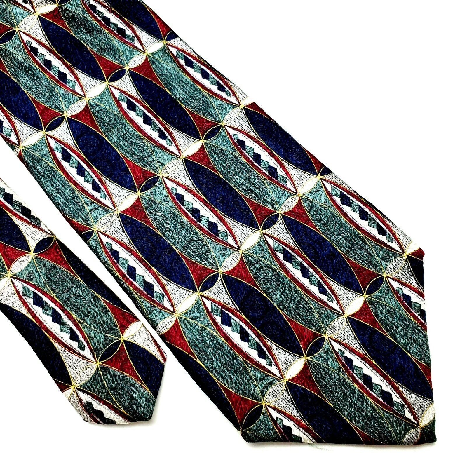 Pierre Cardin Pierre Cardin Green Silk Tie Abstract Print Wide Size ONE SIZE - 1 Thumbnail