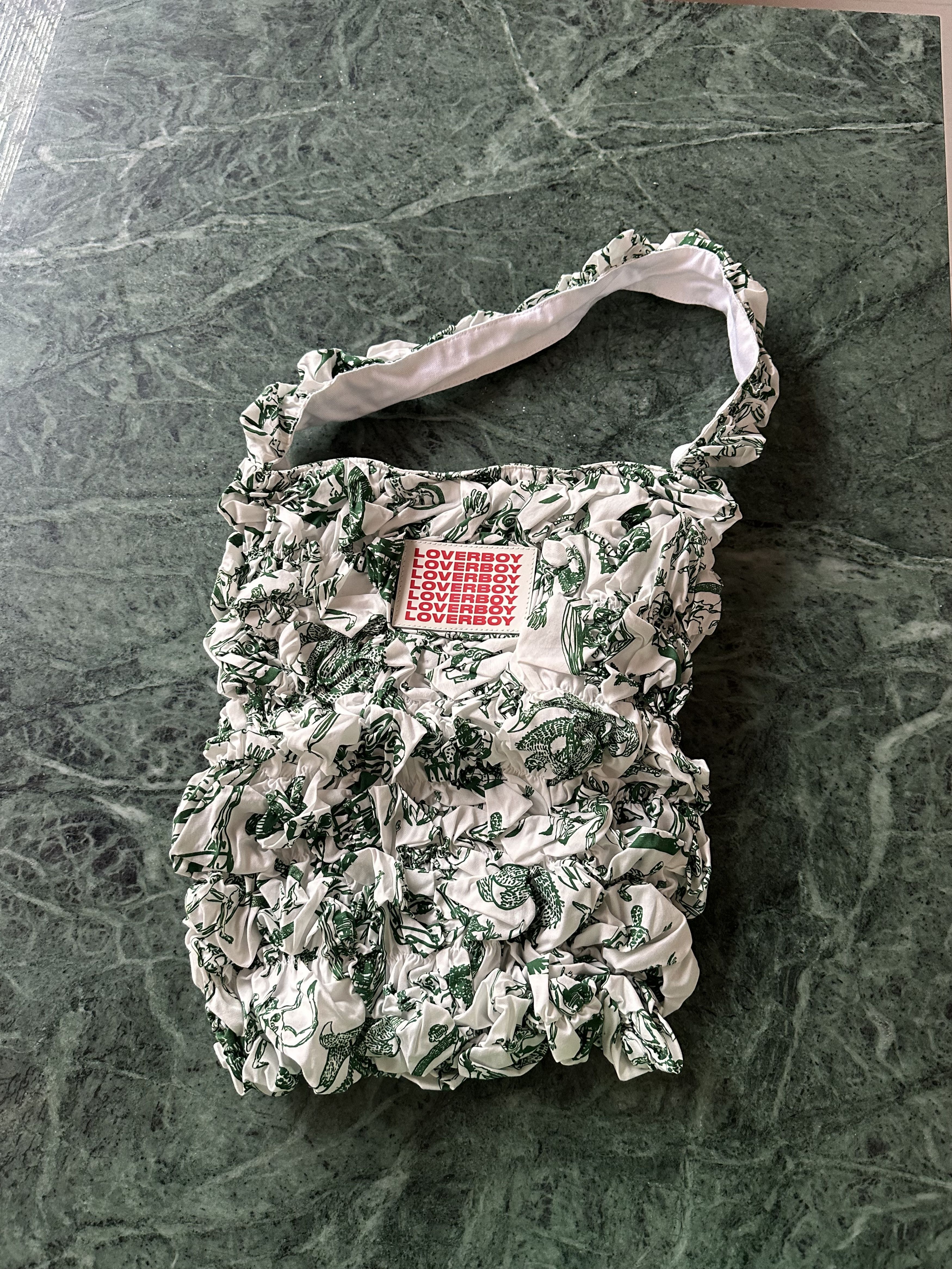 Charles Jeffrey LOVERBOY Charles Jeffrey Loverboy White & Green Shirred Tote Size ONE SIZE - 4 Thumbnail